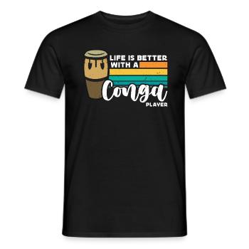 Conga Life Is Better With Retro Musical Instrument - Männer T-Shirt - Schwarz - Vorne - AI Model Male 178 light (178cm)