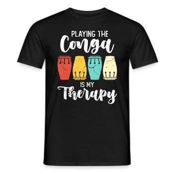 Conga Playing The Conga Is Retro Percussion Drums - Männer T-Shirt - Schwarz - Vorne - AI Model Male 178 light (178cm)
