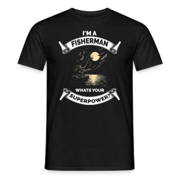 Vintage Angelfischer - Männer T-Shirt - Schwarz - Vorne - AI Model Male 178 light (178cm)