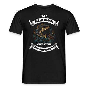 Retro Angeln lustig - Männer T-Shirt - Schwarz - Vorne - AI Model Male 178 light (178cm)