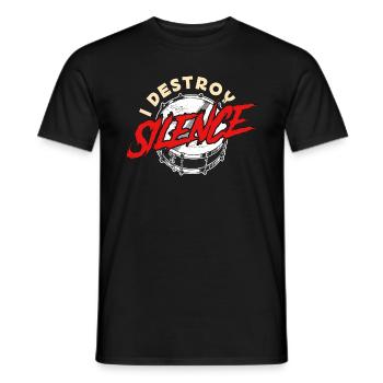Snare Drum I Destroy Silence Marching Band Drummer - Men's T-Shirt - black - Front - AI Model Male 178 light (178cm)