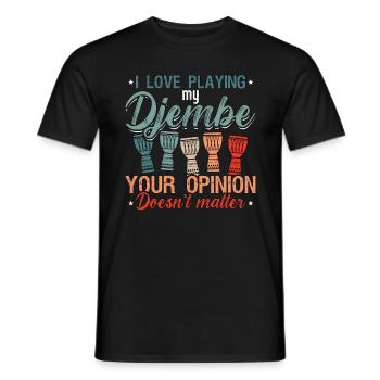 Djembé J’aime jouer de mon instrument de musique Djembé - T-shirt homme - noir - Devant - AI Model Male 178 light (178cm)