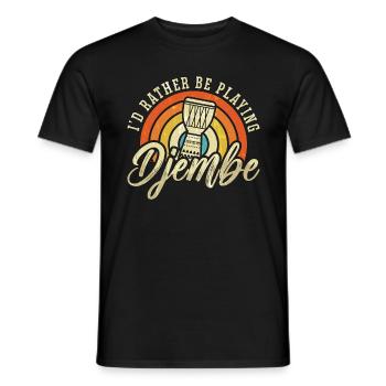 Djembe I'd Rather Be Playing Retro Percussionist - Men's T-Shirt - black - Front - AI Model Male 178 light (178cm)