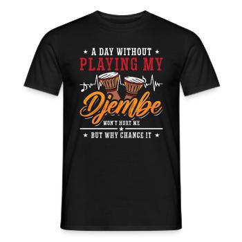 Djembé Un jour sans jouer d’instrument de percussion - T-shirt homme - noir - Devant - AI Model Male 178 light (178cm)