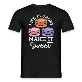 La vie du macaron est courte Faites-le sucré Cuisson des bonbons - T-shirt homme - noir - Devant - AI Model Male 178 light (178cm)