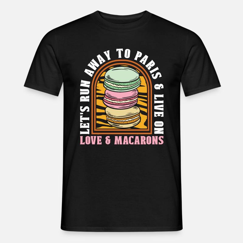 Macaron Let's Run Away To Paris Snacking Macaroon - Männer T-Shirt - Schwarz