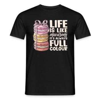 Macaron Life Is Like Macarons Snacking Artfully - Men's T-Shirt - black - Front - AI Model Male 178 light (178cm)