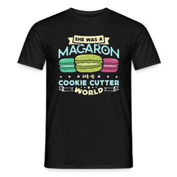 Macaron She Was Macaron In A Cookie Baking Sweets - Men's T-Shirt - black - Front - AI Model Male 178 light (178cm)