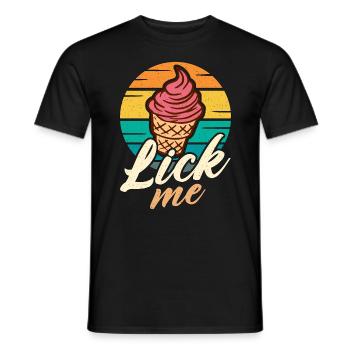 Ice Cream Lick Me Retro Soft Serve Ice Cream Lover - Men's T-Shirt - black - Front - AI Model Male 178 light (178cm)