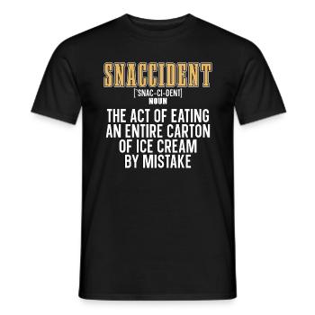 Ice Cream Snaccident The Act Of Eating Vanilla Ice - Men's T-Shirt - black - Front - AI Model Male 178 light (178cm)