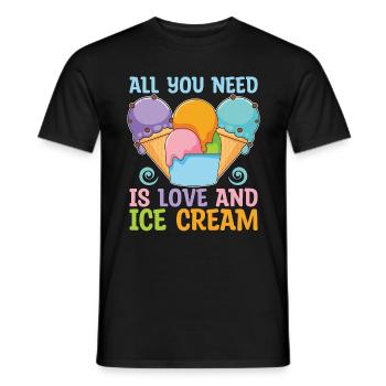 Ice Cream All You Need Is Love Frozen Sweet Ice - Men's T-Shirt - black - Front - AI Model Male 178 light (178cm)