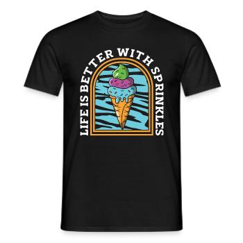 Ice Cream Life Is Better With Sprinkles Sweet Ice - Men's T-Shirt - black - Front - AI Model Male 178 light (178cm)