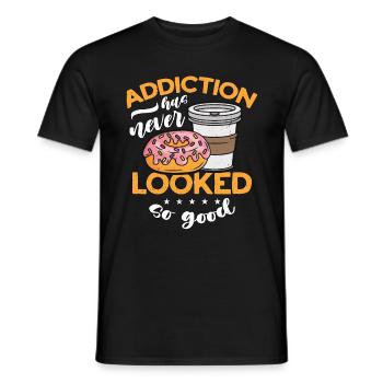La dépendance au café et aux beignets n’a jamais de petit-déjeuner - T-shirt homme - noir - Devant - AI Model Male 178 light (178cm)