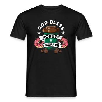Coffee & Doughnuts God Bless Donuts & Breakfast - Männer T-Shirt - Schwarz - Vorne - AI Model Male 178 light (178cm)