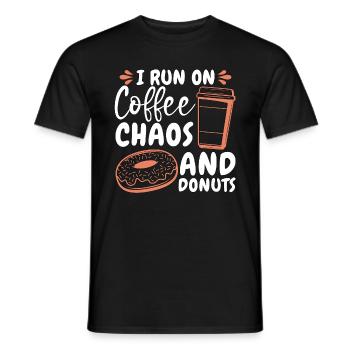 Coffee & Doughnuts I Run On Coffee Chaos Breakfast - Männer T-Shirt - Schwarz - Vorne - AI Model Male 178 light (178cm)