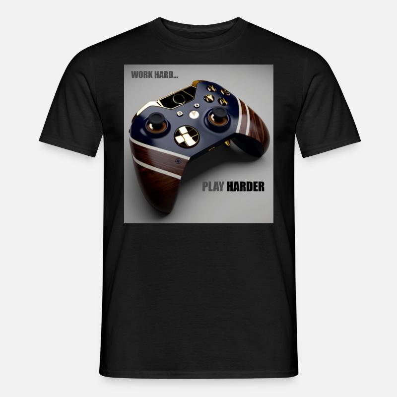 Game Controller Work Hard Geschenk - Männer T-Shirt - Schwarz