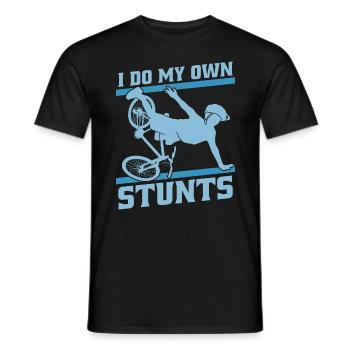 Bicycle I Do My Own Stunts Bicycling Biker Cyclist - Men's T-Shirt - black - Front - AI Model Male 178 light (178cm)