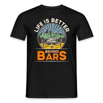Bicycle Life Is Better Behind Bars Biking Cyclist - Men's T-Shirt - black - Front - AI Model Male 178 light (178cm)