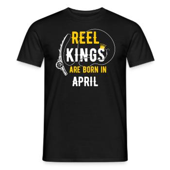 Reel Kings Are Born in April Fisherman Birthday - Men's T-Shirt - black - Front - AI Model Male 178 light (178cm)