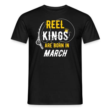 Les rois de la bobine sont nés en mars Anniversaire de pêche - T-shirt homme - noir - Devant - AI Model Male 178 light (178cm)
