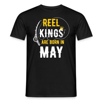 Les rois de la bobine sont nés en mai Anniversaire de pêche - T-shirt homme - noir - Devant - AI Model Male 178 light (178cm)