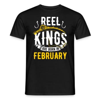 Les rois de la bobine sont nés en février Anniversaire de pêche - T-shirt homme - noir - Devant - AI Model Male 178 light (178cm)