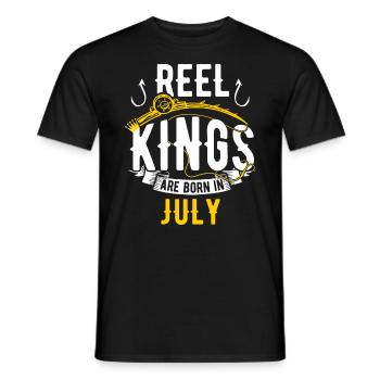 Les rois de la bobine sont nés en juillet Anniversaire de pêche - T-shirt homme - noir - Devant - AI Model Male 178 light (178cm)