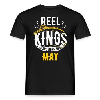 Les rois de la bobine sont nés en mai Anniversaire de pêche - T-shirt homme - noir - Devant - AI Model Male 178 light (178cm)