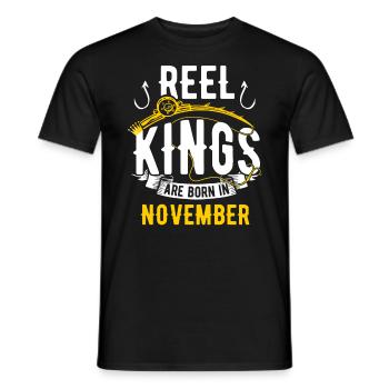 Les rois de la bobine sont nés en novembre anniversaire de pêche - T-shirt homme - noir - Devant - AI Model Male 178 light (178cm)