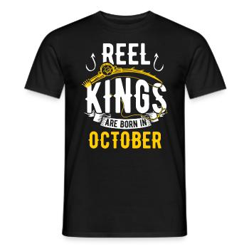 Les rois de la bobine sont nés à Oktober Anniversaire de pêche - T-shirt homme - noir - Devant - AI Model Male 178 light (178cm)