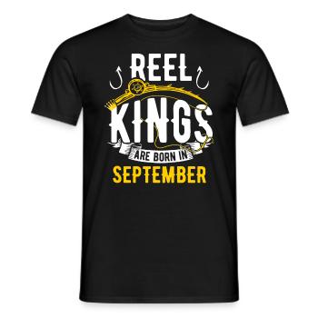 Les rois des moulinets sont nés en septembre Anniversaire de pêche - T-shirt homme - noir - Devant - AI Model Male 178 light (178cm)