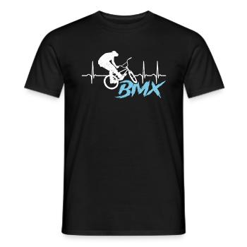BMX Racing BMX Heartbeat Loves Bicyclette Cyclist - Männer T-Shirt - Schwarz - Vorne - AI Model Male 178 light (178cm)
