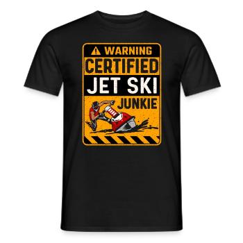Jet Skiing Warning Certified Jet Ski Junkie Skis - Men's T-Shirt - black - Front - AI Model Male 178 light (178cm)