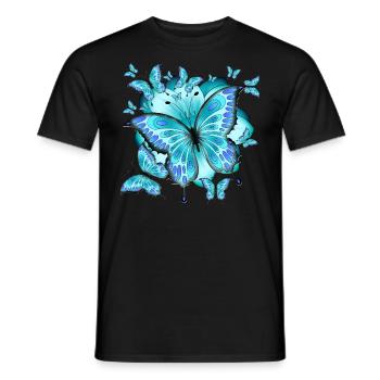 Schmetterlinge mit Blume - Männer T-Shirt - Schwarz - Vorne - AI Model Male 178 light (178cm)