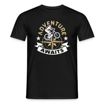 L’aventure VTT attend les cyclistes de course - T-shirt homme - noir - Devant - AI Model Male 178 light (178cm)