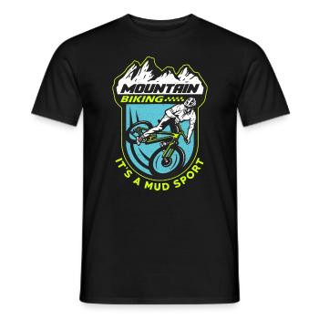 Le VTT c’est un cycliste de course de sport de boue - T-shirt homme - noir - Devant - AI Model Male 178 light (178cm)