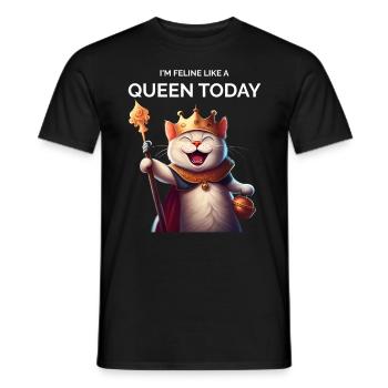 Chat Maman Dessin animé Chat Reine de la Couronne - T-shirt homme - noir - Devant - AI Model Male 178 light (178cm)