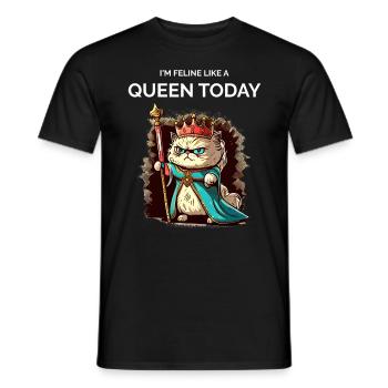 Cat Queen Cut Royal Cat - Men's T-Shirt - black - Front - AI Model Male 178 light (178cm)