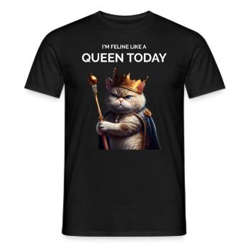 Cat Queen Royal Cat - Men's T-Shirt - black - Front - AI Model Male 178 light (178cm)
