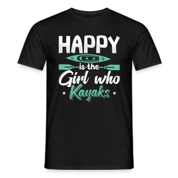 Kayaking Happy Is The Girl Who Kayaks Canoeing - Men's T-Shirt - black - Front - AI Model Male 178 light (178cm)