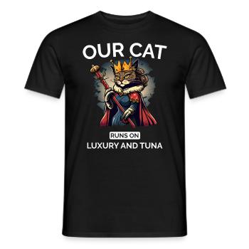 Chat Maman Papa Dessin Animé Reine Chat - T-shirt homme - noir - Devant - AI Model Male 178 light (178cm)