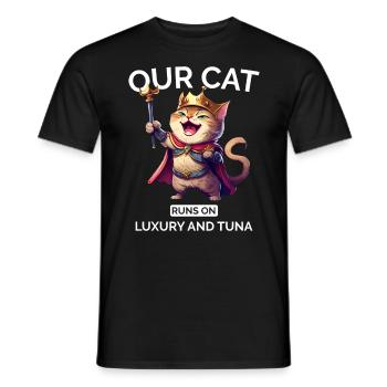 Cat Mom Dad Cartoon Cat Laughing - Men's T-Shirt - black - Front - AI Model Male 178 light (178cm)