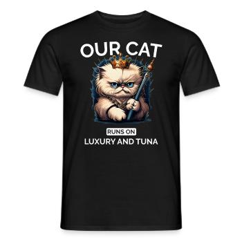 Cat Mom Dad Cartoon Cat Queen - Men's T-Shirt - black - Front - AI Model Male 178 light (178cm)