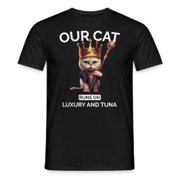 Katze Mama Papa Krone Katzenliebhaber - Männer T-Shirt - Schwarz - Vorne - AI Model Male 178 light (178cm)