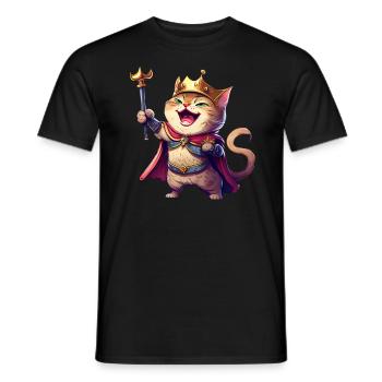 Cartoon Cat Laughing - Men's T-Shirt - black - Front - AI Model Male 178 light (178cm)