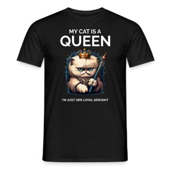 My Cat Is A Queen Cartoon Cat Queen - Men's T-Shirt - black - Front - AI Model Male 178 light (178cm)