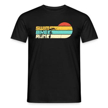 Triathlon Swim Bike Run Retro Training Triathletes - Männer T-Shirt - Schwarz - Vorne - AI Model Male 178 light (178cm)