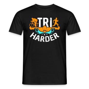 Triathlon Tri Harder Swimmer Competition Training - Männer T-Shirt - Schwarz - Vorne - AI Model Male 178 light (178cm)