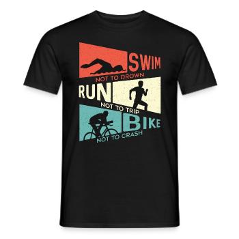 Triathlon Natation Ne Pas Se noyer Course Compétition - T-shirt homme - noir - Devant - AI Model Male 178 light (178cm)
