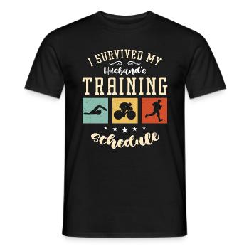 Triathlon I Survived My Husband's Training Race - Männer T-Shirt - Schwarz - Vorne - AI Model Male 178 light (178cm)
